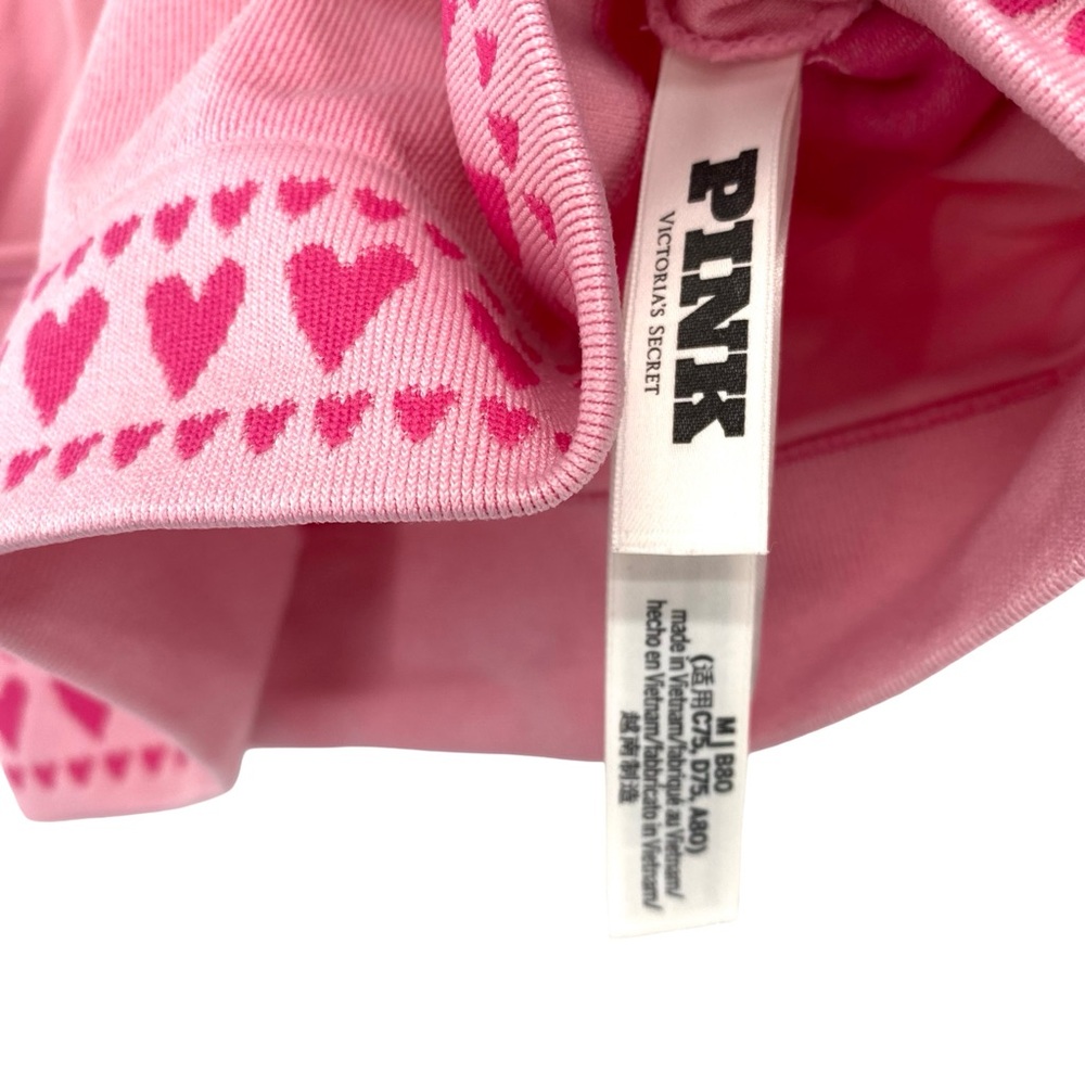Pink Seamless Hearts Square Neck Longline Sports Bra Size Medium - Picture 4 of 9